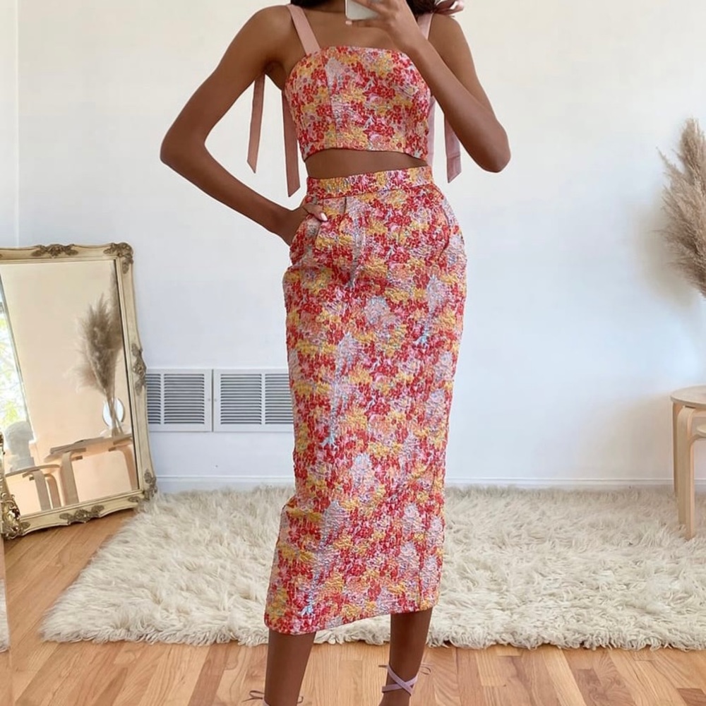 Lulus two piece floral multi color dress